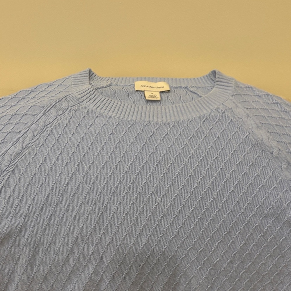 Calvin Klein Soft Blue Textured Crewneck Sweater